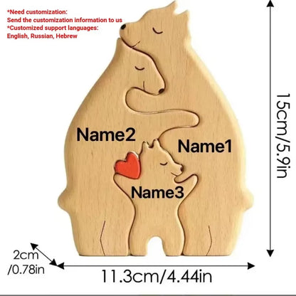 Bear Family Wooden Art Puzzle with Heart Loving Decorative Warm Birthday Gifts Adults Kids Gift Home Decor Christmas Decorations